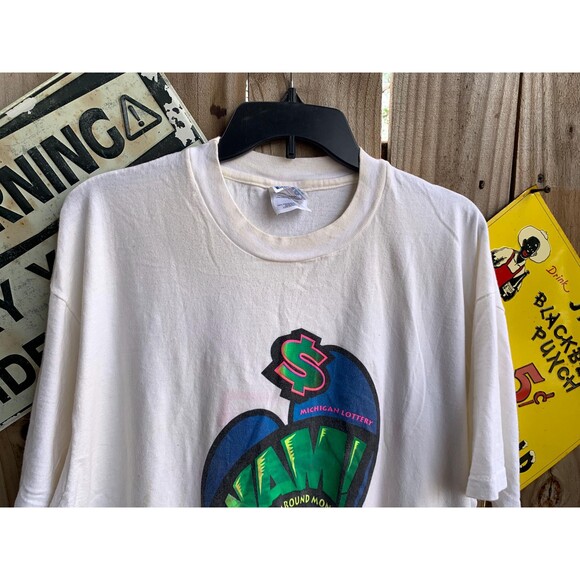 1990s vintage white Michigan Lottery "WAM!" t-shirt Size XL - Picture 5 of 6